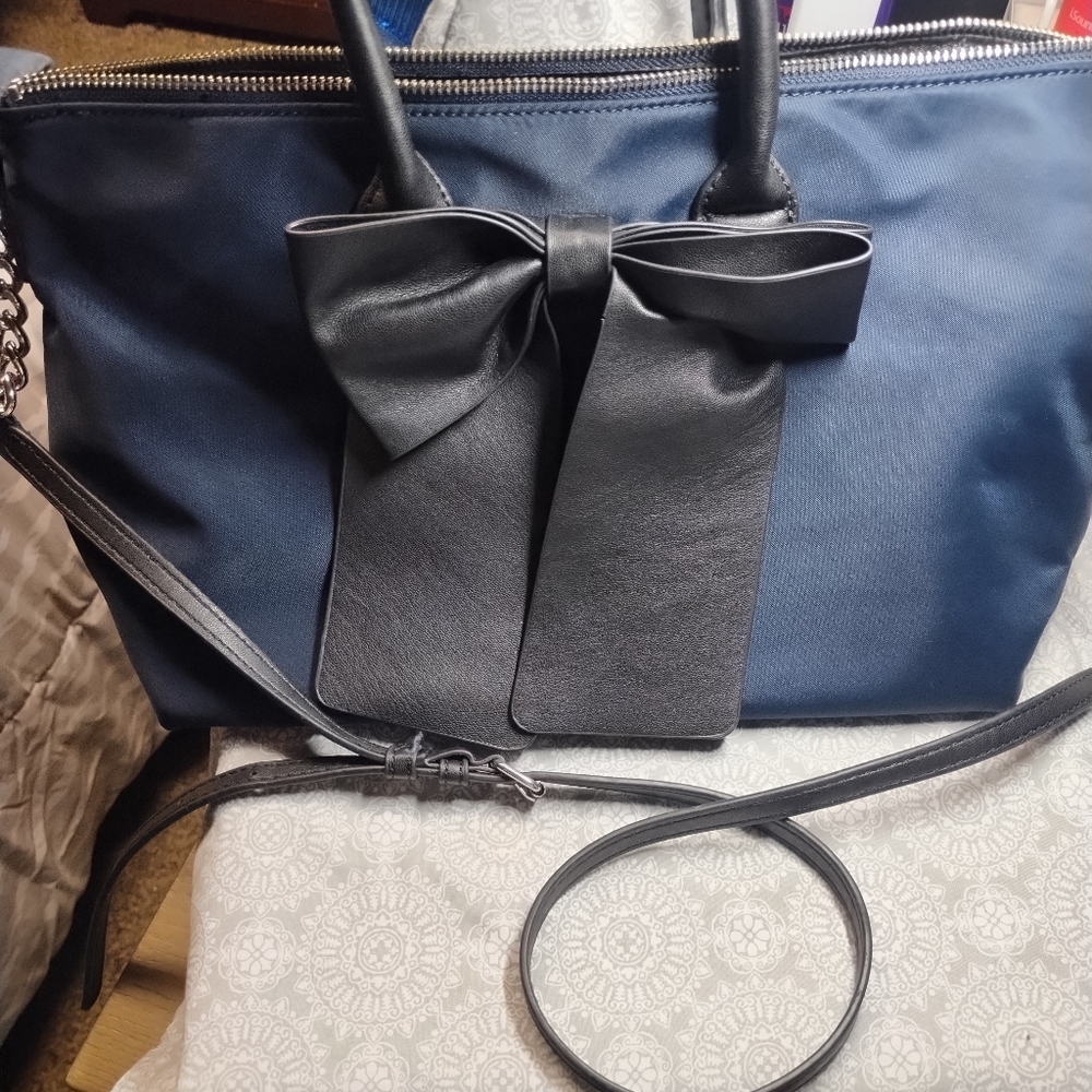 Karl Lagerfeld Nylon Bow Bag in Navy Excellent Condition